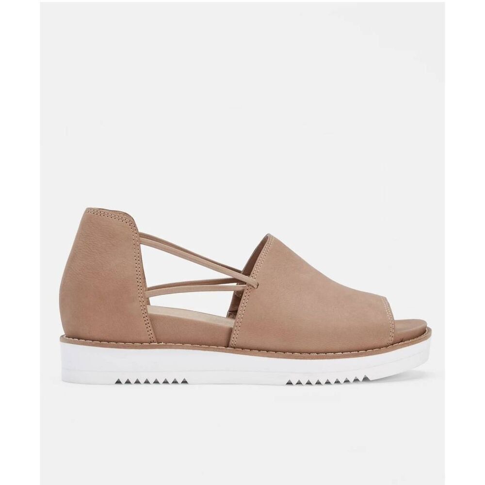 Eileen Fisher Womens 6 Leather  Ken Tumbled Nubuck‎ Sandal Nude Tan New